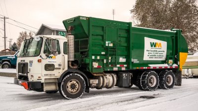 winter trash truck