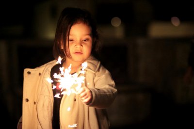 kid with sparkler