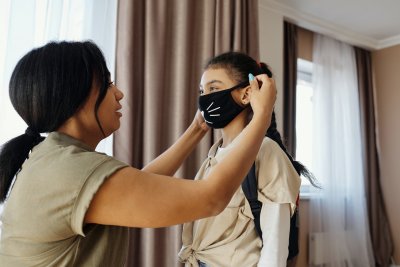 child with mask