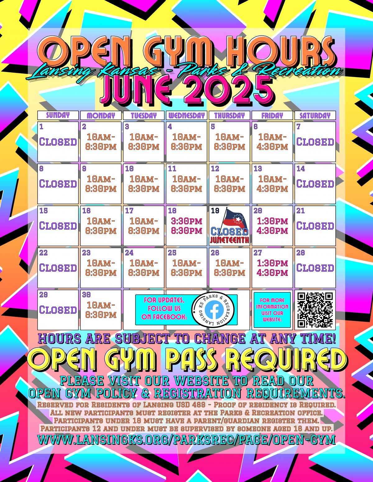 Open Gym Hours for JUNE 2025 Open Gym Hours for JUNE 2025
