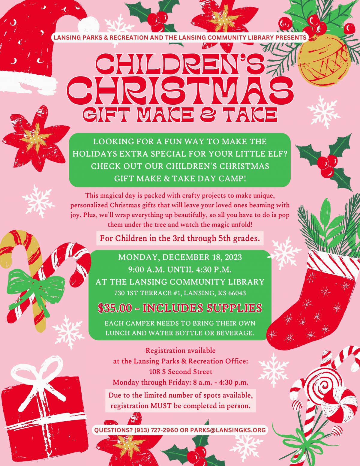 Children's Christmas Gift Make and Take flyer