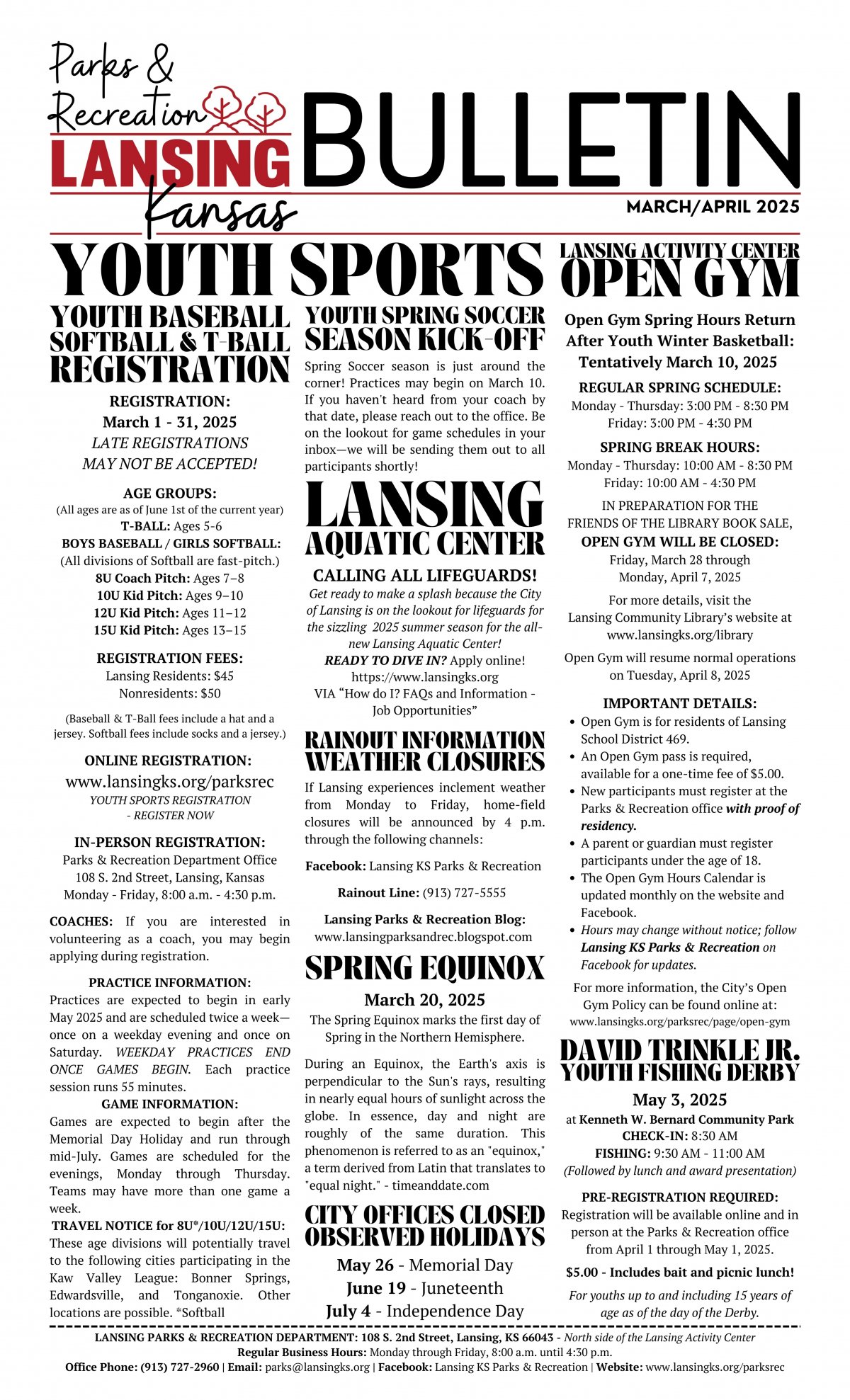 2025 MARCH/APRIL Parks & Recreation Bulletin