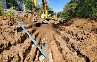 sanitary sewer pipe install